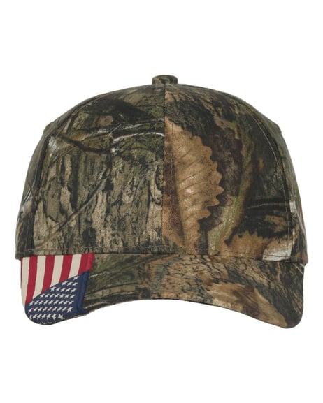 Frontview ofCamo With Flag Visor Cap