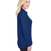 Side view of CrownLux Performance® Ladies’ Plaited Long Sleeve Polo