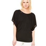 Front view of Ladies’ Flowy Draped Sleeve Dolman T-Shirt