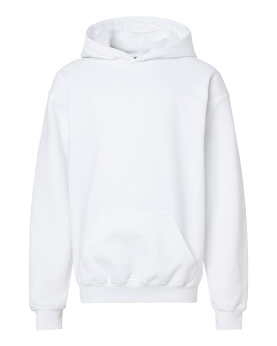 Front view of Softstyle® Youth Midweight Hooded Sweatshirt