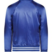 Back view of Satin Baseball Jacket Striped Trim