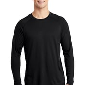 Front view of PosiCharge ® Long Sleeve Tri-Blend Wicking Raglan Tee