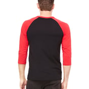 Back view of Unisex 3/4-Sleeve Baseball T-Shirt