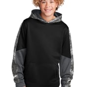 Front view of Youth Sport-Wick® Mineral Freeze Fleece Colorblock Hooded Pullover