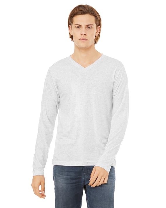 Front view of Unisex Jersey Long-Sleeve V-Neck T-Shirt