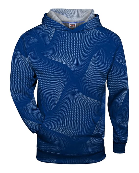 Front view of Youth Warp Hooded Long Sleeve T-Shirt