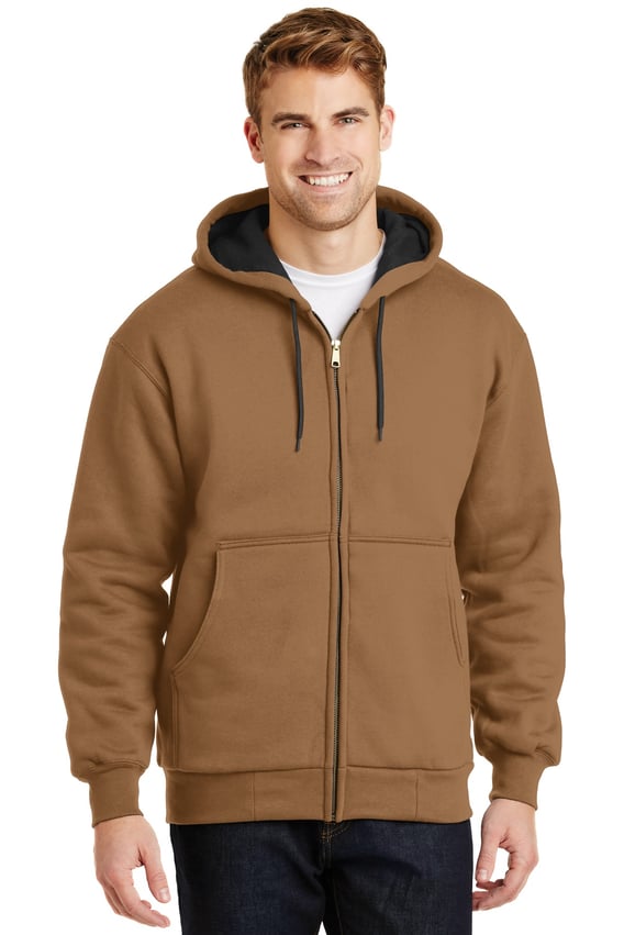 Front view of Heavyweight Full-Zip Hooded Sweatshirt With Thermal Lining