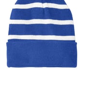 Front view of Striped Beanie With Solid Band