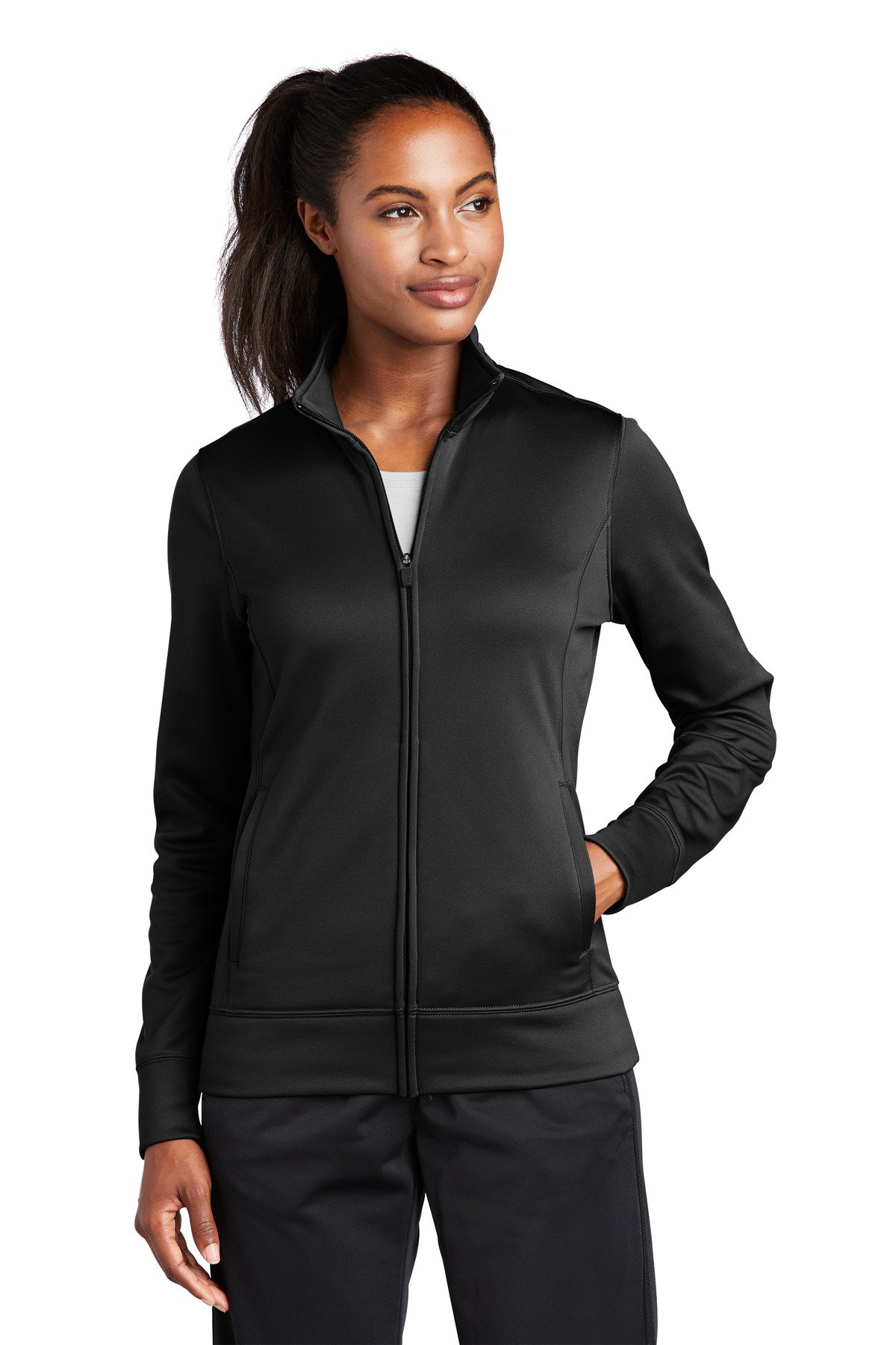 Front view of Ladies Sport-Wick® Fleece Full-Zip Jacket