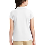 Back view of Girls Silk Touch Peter Pan Collar Polo