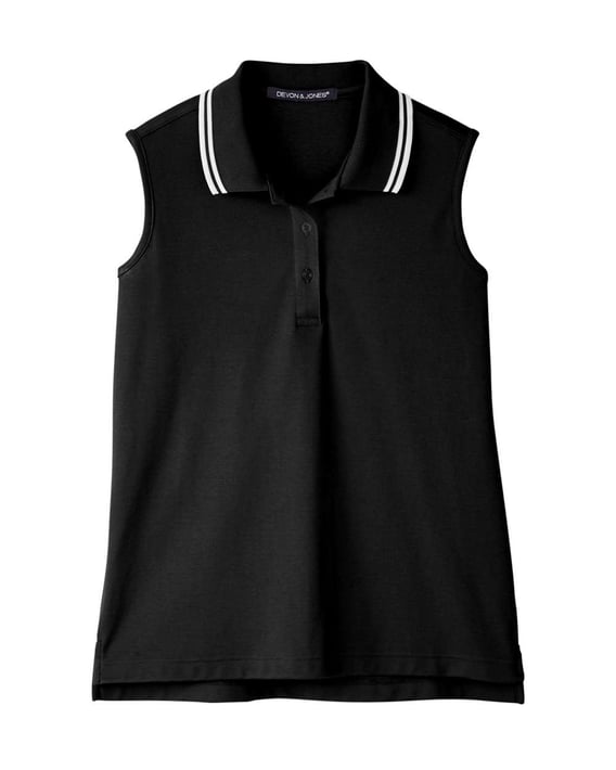 Front view of Women’s CrownLux Performance® Plaited Tipped Sleeveless Polo