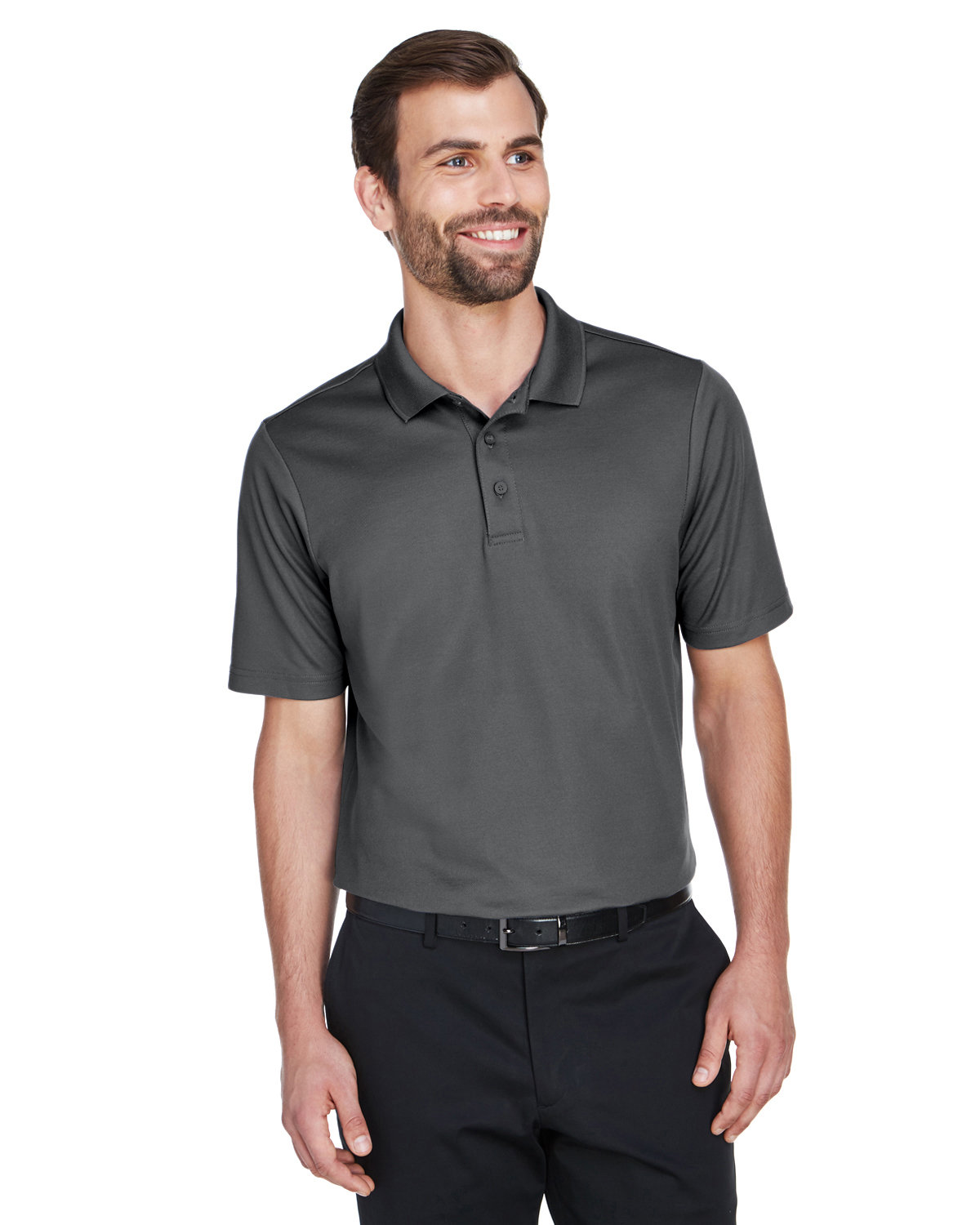 Front view of CrownLux Performance® Men’s Plaited Polo