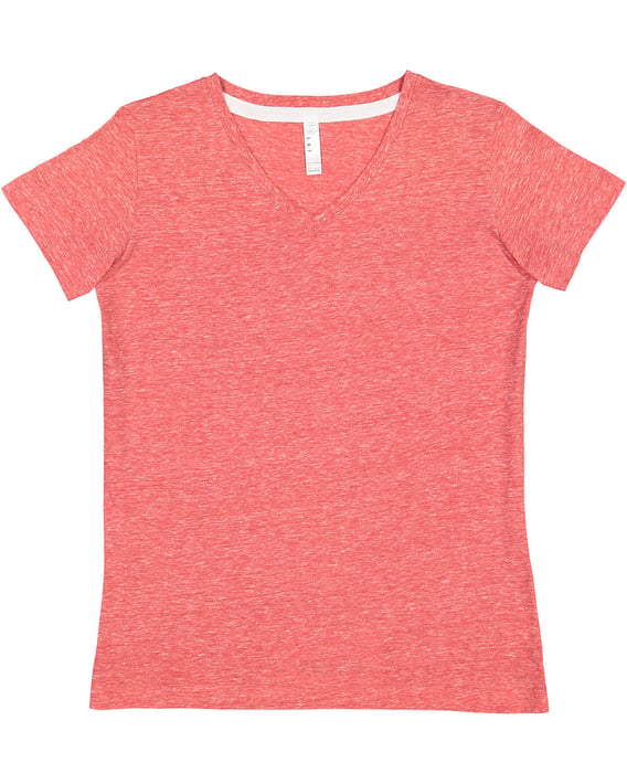 Front view of Ladies’ V-Neck Harborside Melange Jersey T-Shirt