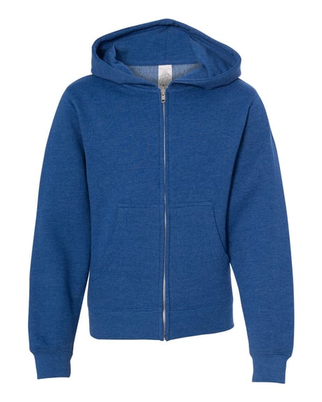 Front view of Youth Midweight Full-Zip Hooded Sweatshirt