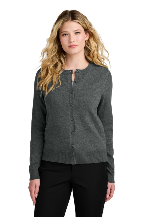 Front view of Women’s Easy Care Crewneck Cardigan Sweater