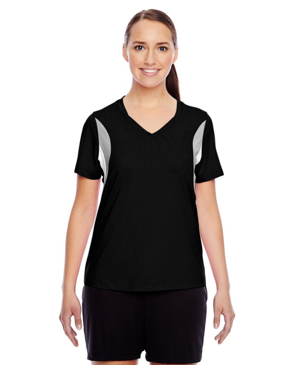 Front view of Ladies’ Short-Sleeve Athletic V-Neck Tournament Jersey
