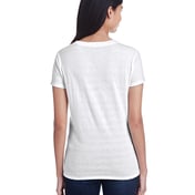 Back view of Ladies’ Invisible Stripe V-Neck T-Shirt