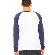 Back view of Men’s Jersey Long-Sleeve Baseball T-Shirt