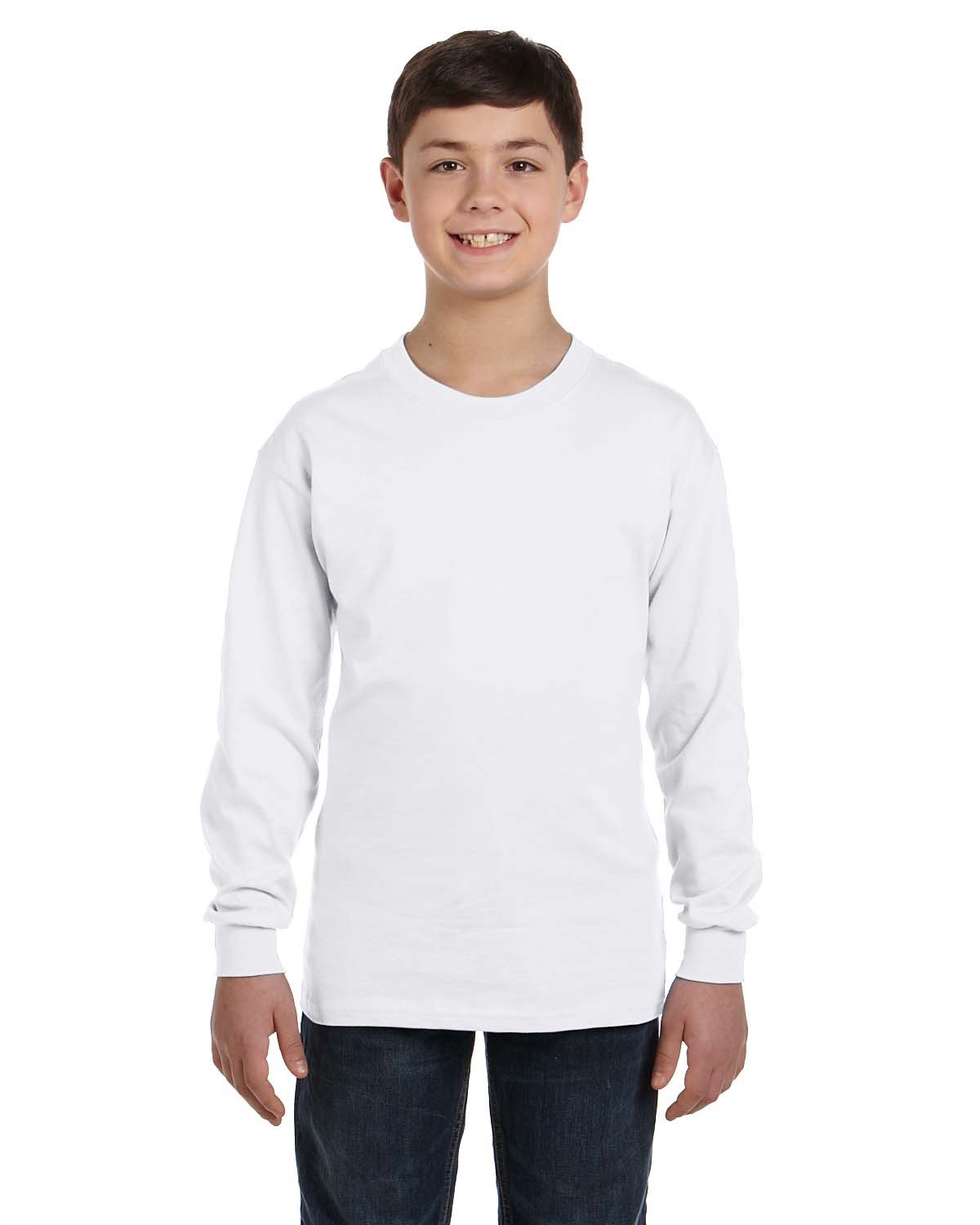 Front view of Youth Heavy Cotton™ Long-Sleeve T-Shirt