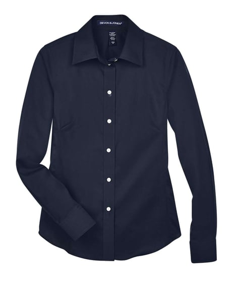Front view of Women's Crown Collection® Solid Stretch Twill Woven Dress Shirt