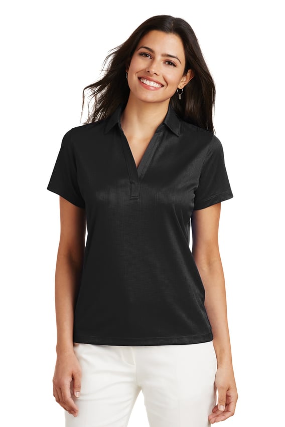 Front view of Women’s Performance Fine Jacquard Polo