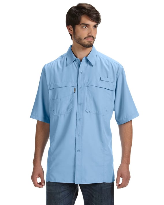 Front view of Men’s 100% Polyester Short-Sleeve Fishing Shirt