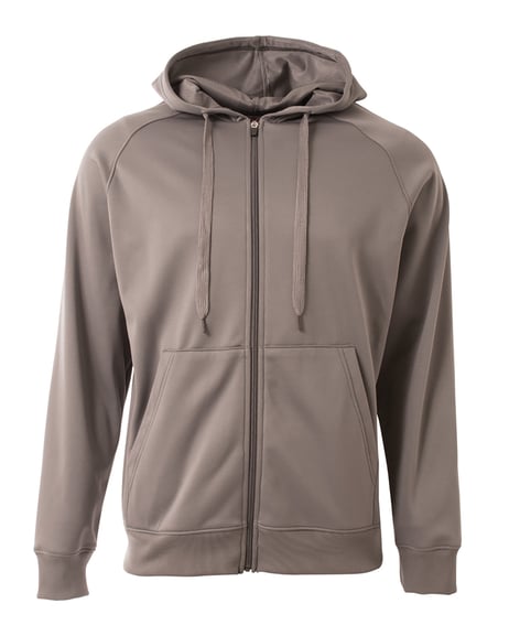 Front view of Men's Agility Full-Zip Tech Fleece Hooded Sweatshirt