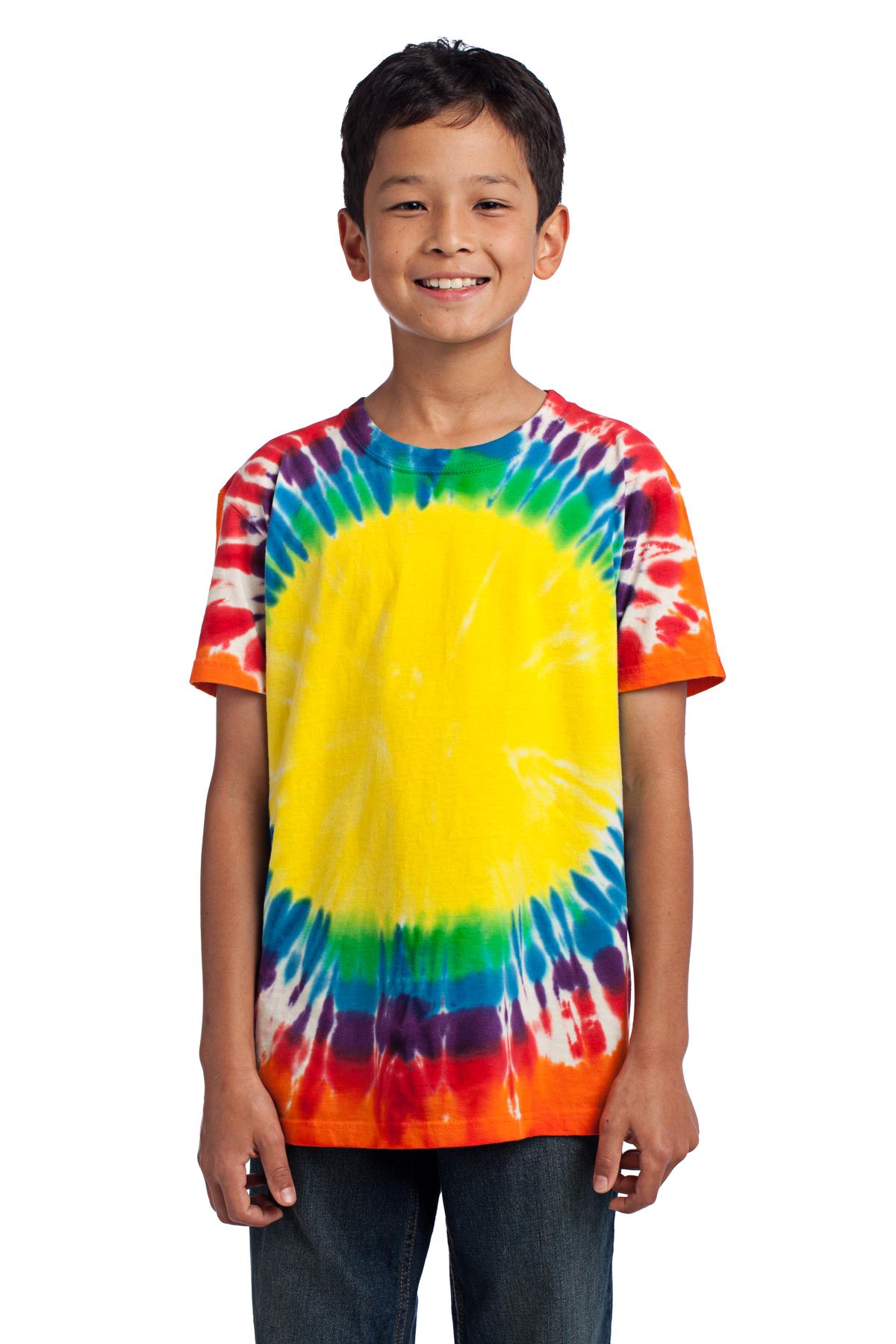 Front view of Youth Window Tie-Dye Tee