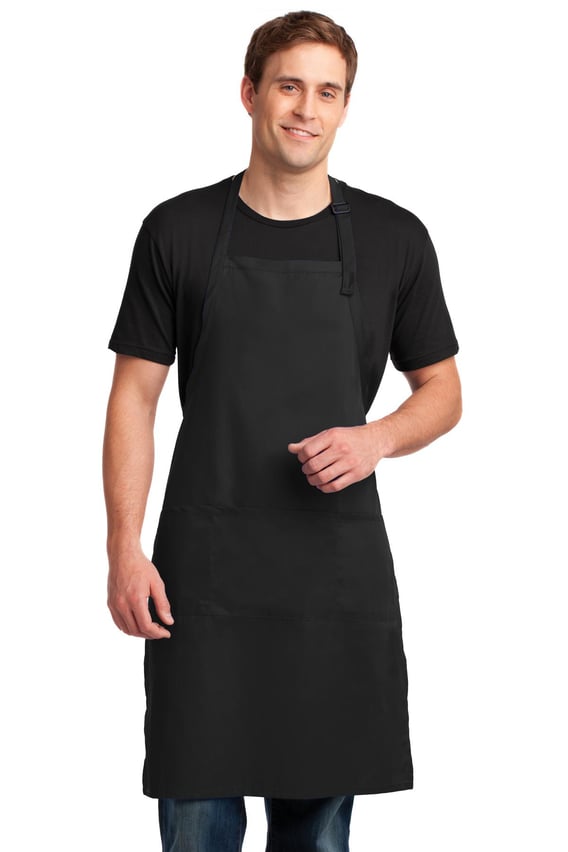 Front view of Easy Care Extra Long Bib Apron With Stain Release