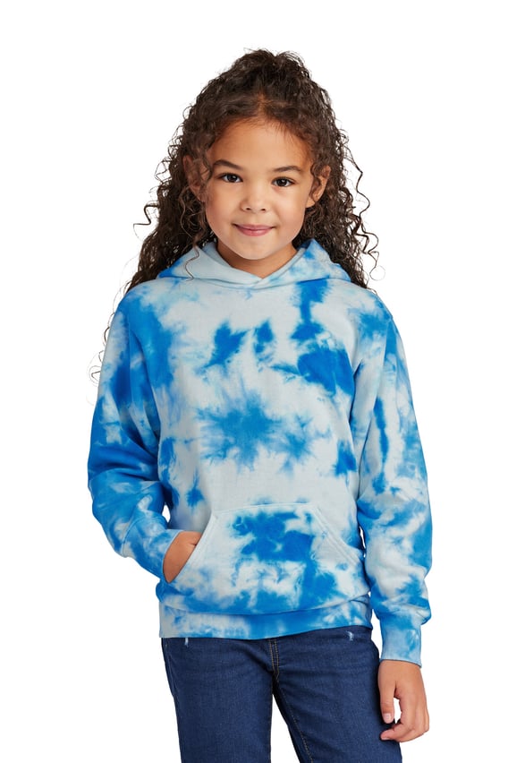 Front view of Youth Crystal Tie-Dye Pullover Hoodie