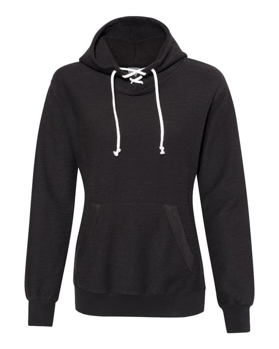 Front view of Women’s French Terry Sport Lace Scuba Hooded Pullover