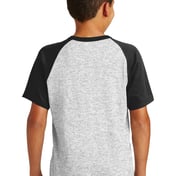 Back view of Youth Short Sleeve Colorblock Raglan Jersey