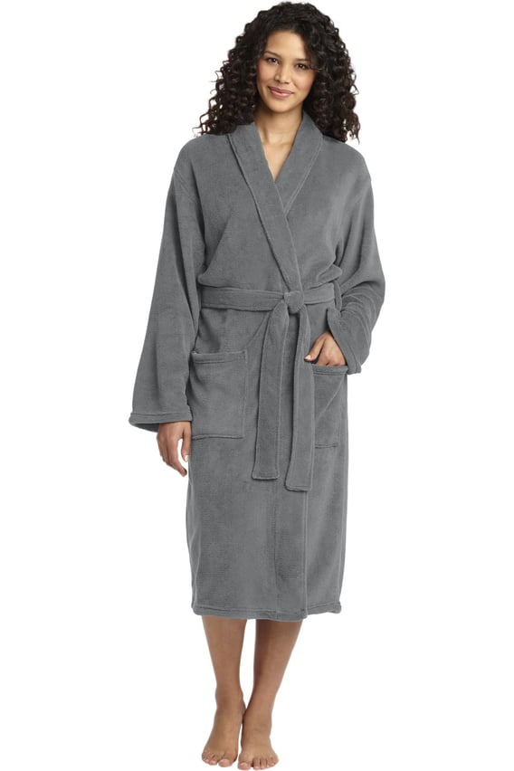 Front view of Plush Microfleece Shawl Collar Robe