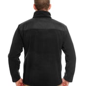 Back view of Men’s Fleece Jacket With Quilted Yoke Overlay