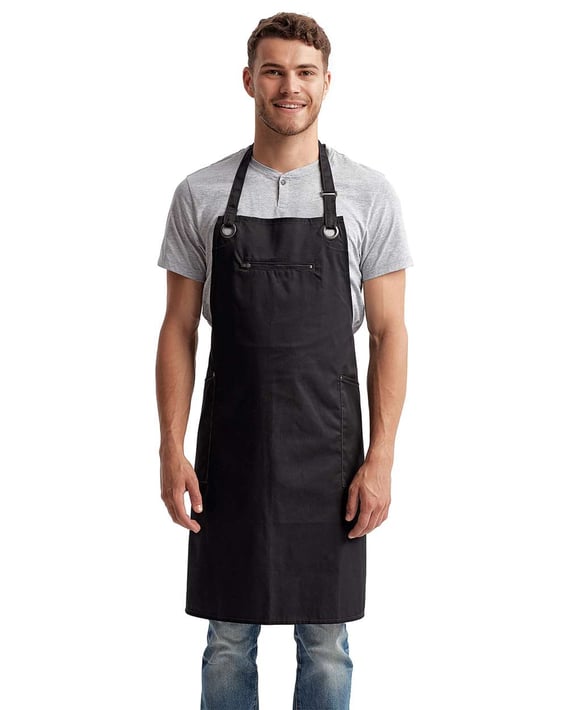 Front view of Barley Stitch Recycled Bib Apron With Pockets