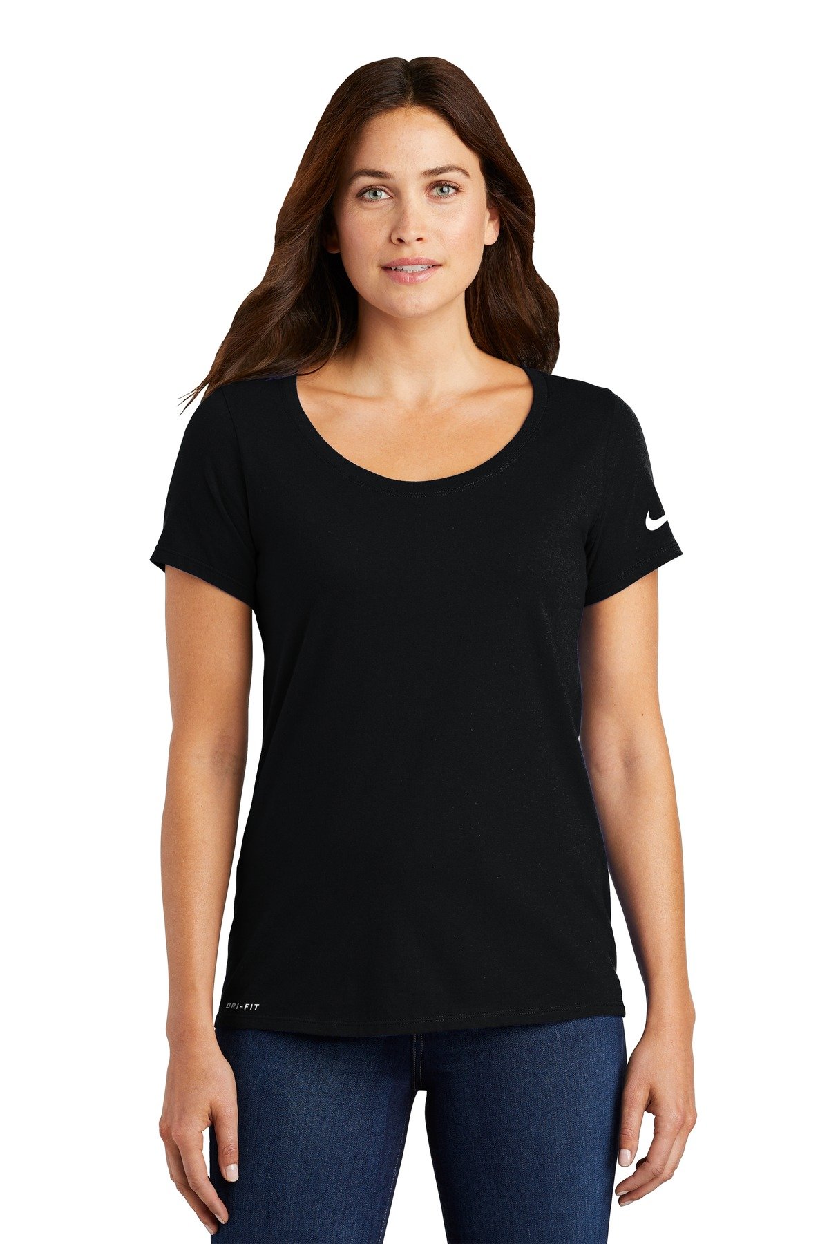 Front view of Ladies Dri-FIT Cotton/Poly Scoop Neck Tee