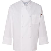 Front view of Eight Knot Button Chef Coat With Thermometer Pocket