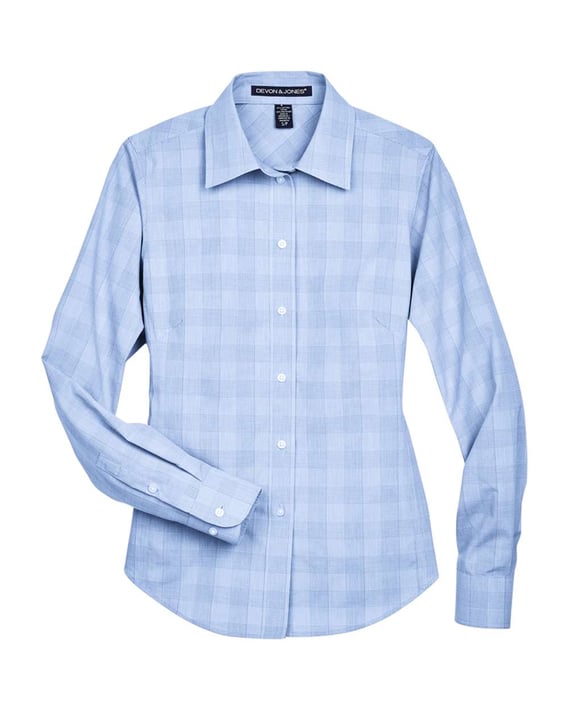 Front view of Women’s Crown Collection® Glen Plaid Woven Dress Shirt