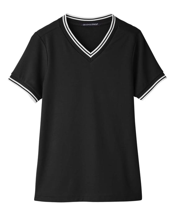 Front view of Women’s CrownLux Performance® Plaited Tipped V-Neck Shirt