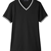 Front view of Women’s CrownLux Performance® Plaited Tipped V-Neck Shirt