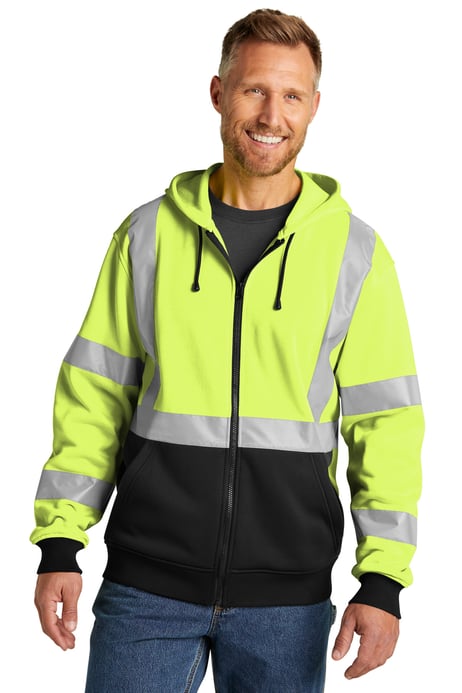 Front view of A107 Class 3 Heavy-Duty Fleece Full-Zip Hoodie