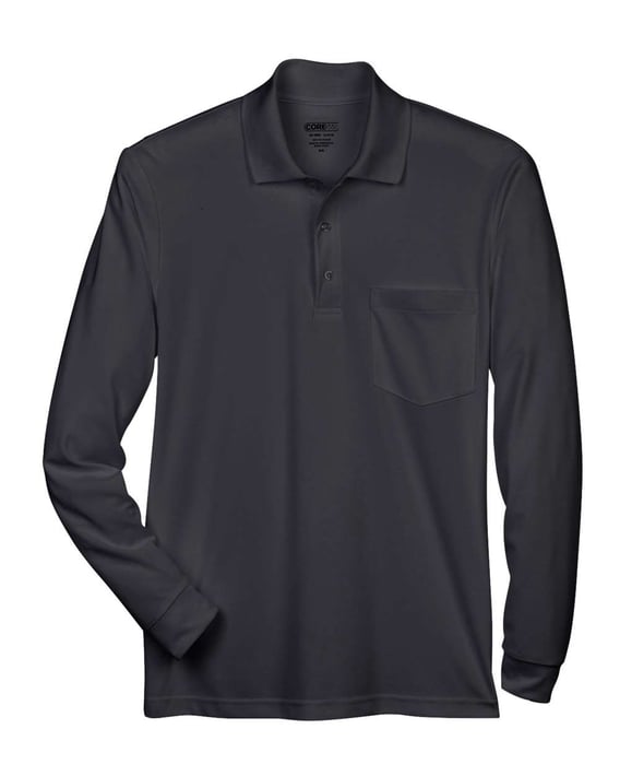 Front view of Pinnacle Performance Long Sleeve Piquéé Polo With Pocket