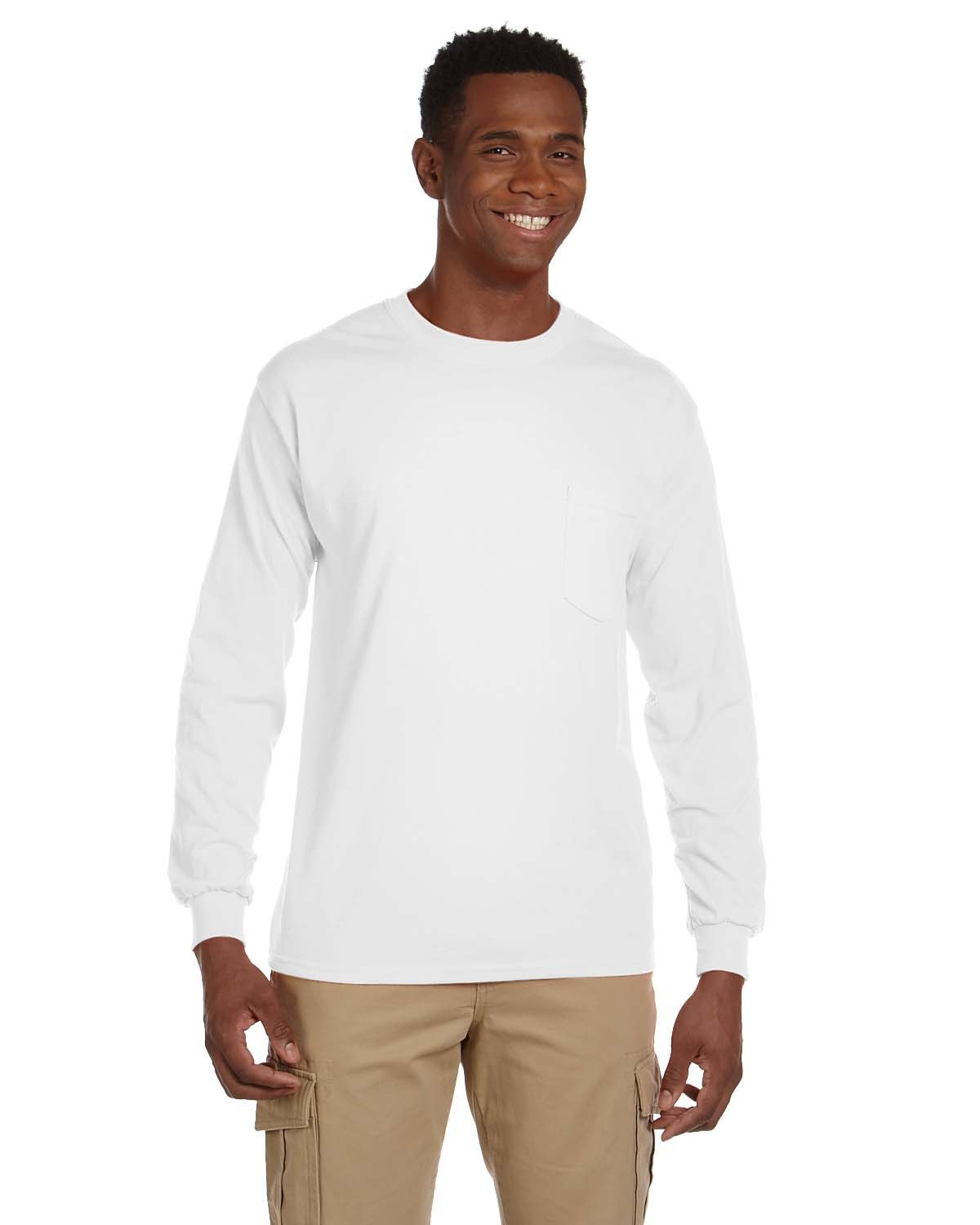 Front view of Adult Ultra Cotton® Long-Sleeve Pocket T-Shirt