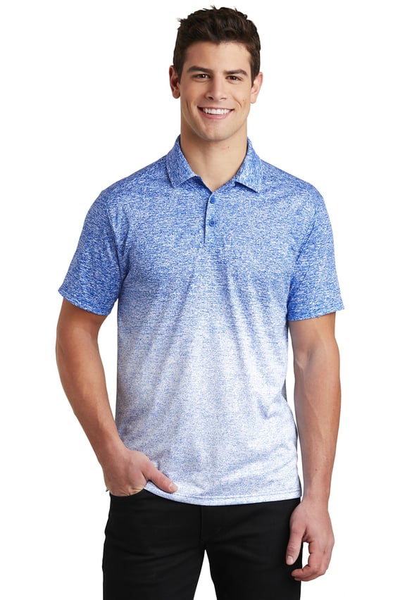 Front view of Ombre Heather Polo