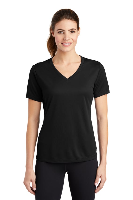 Front view of Ladies PosiCharge® RacerMesh® V-Neck Tee