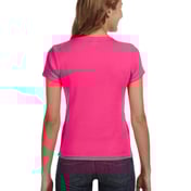 Back view of Ladies’ 1×1 Baby Rib Scoop T-Shirt