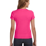 Back view of Ladies’ 1×1 Baby Rib Scoop T-Shirt