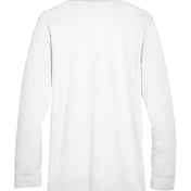 Back view of CrownLux Performance® Plaited Long Sleeve Polo