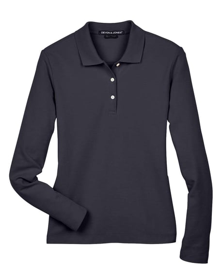 Front view of Women's Pima Piquéé Long Sleeve Polo