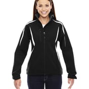 Front view of Ladies’ Enzo Colorblocked Three-Layer Fleece Bonded Soft Shell Jacket
